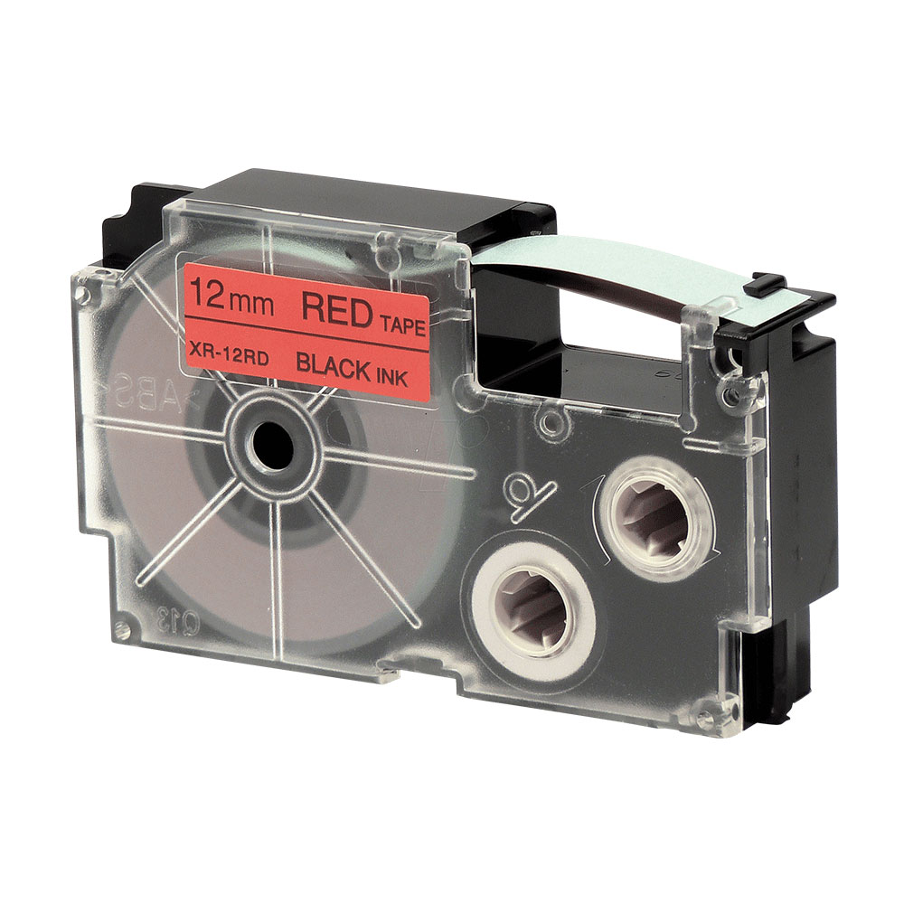 Casio Ez-Label Tape Cartridge - 12mm, Black on Red (XR-12RD1)